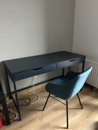 Granatowe biurko Ikea alex 132X58 loft boho stan bardzo dobry krzesło