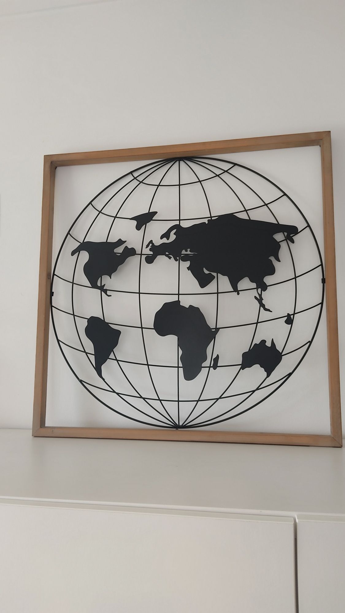 Quadro/moldura mapa mundo para decoração 60x60