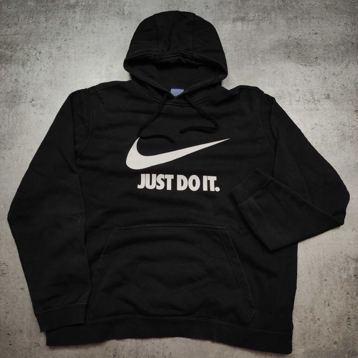 MĘSKA Bluza z Kapturem Hoodie Nike Just Do It Bawełna Czarna Nadruk