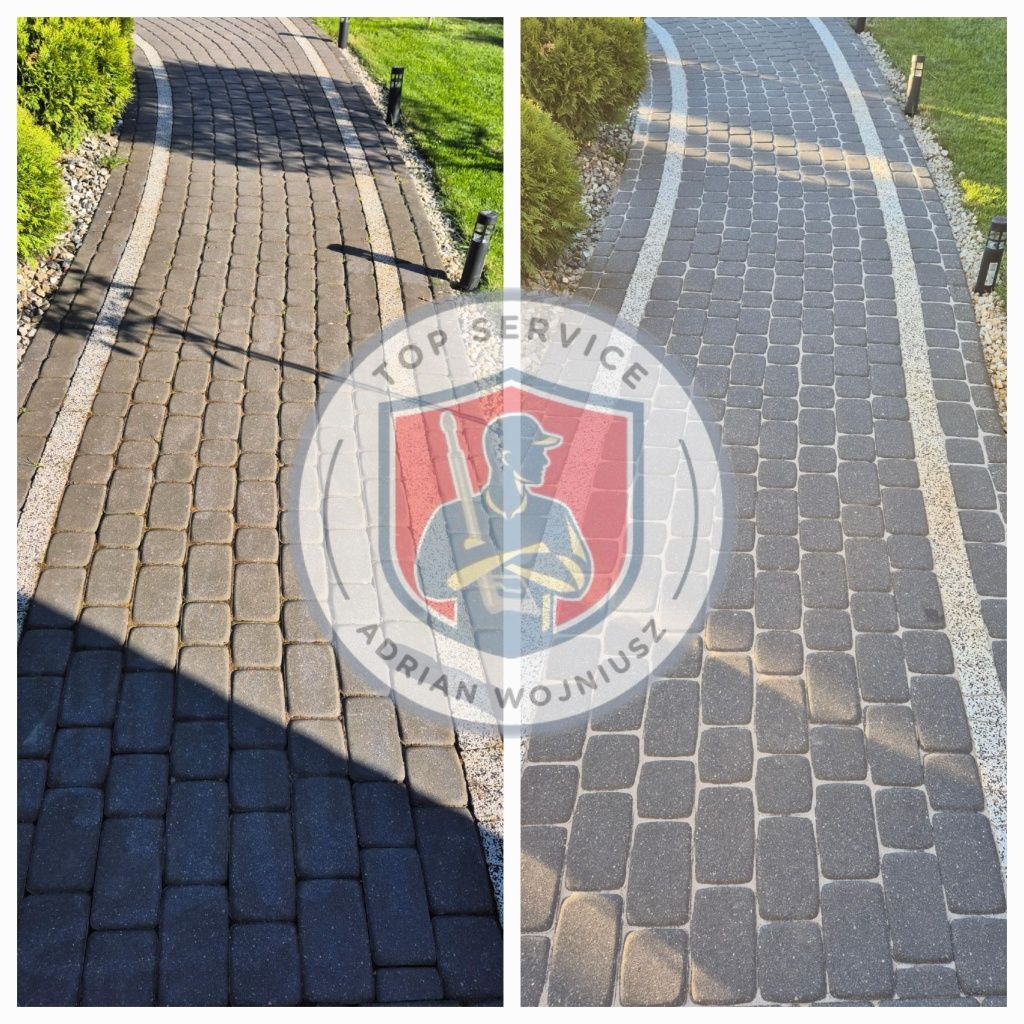 Mycie kostki brukowej, elewacji, dachów
