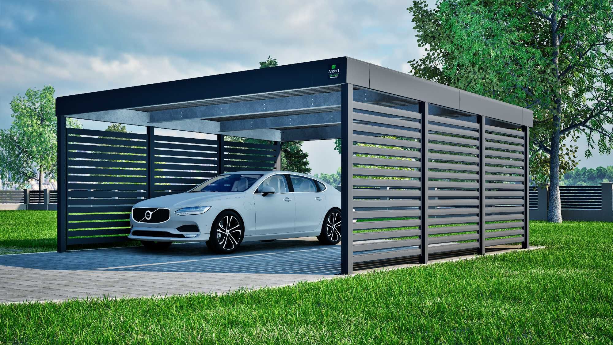 Carport 6x6, wiata samochodowa metalowa, nowoczesne wiaty garażowe
