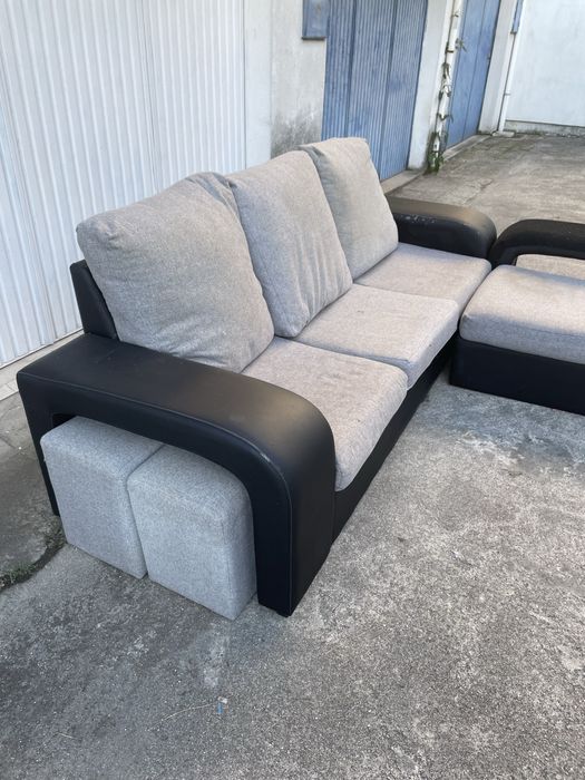 Sofá Chaise longue  3 lugares Preto