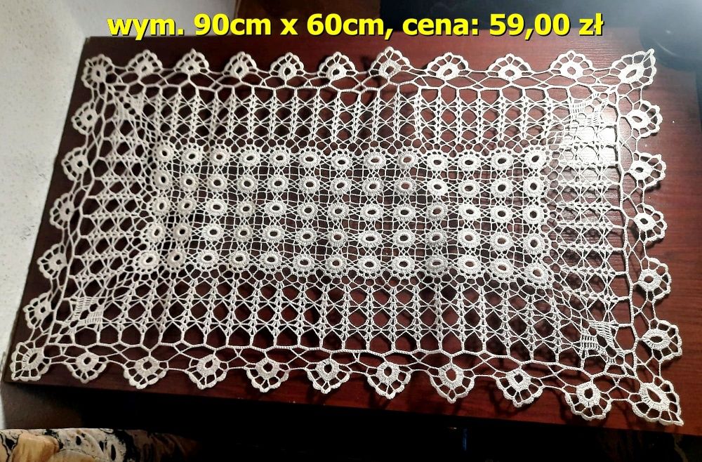 Serwetka na szydełku – nr 8, wym. 90x60 cm vintage design PRL retro