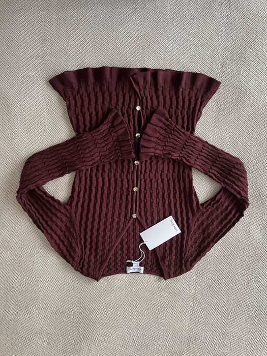 Teksturowany dzianinowy kardigan & Other stories sweter burgundowy S