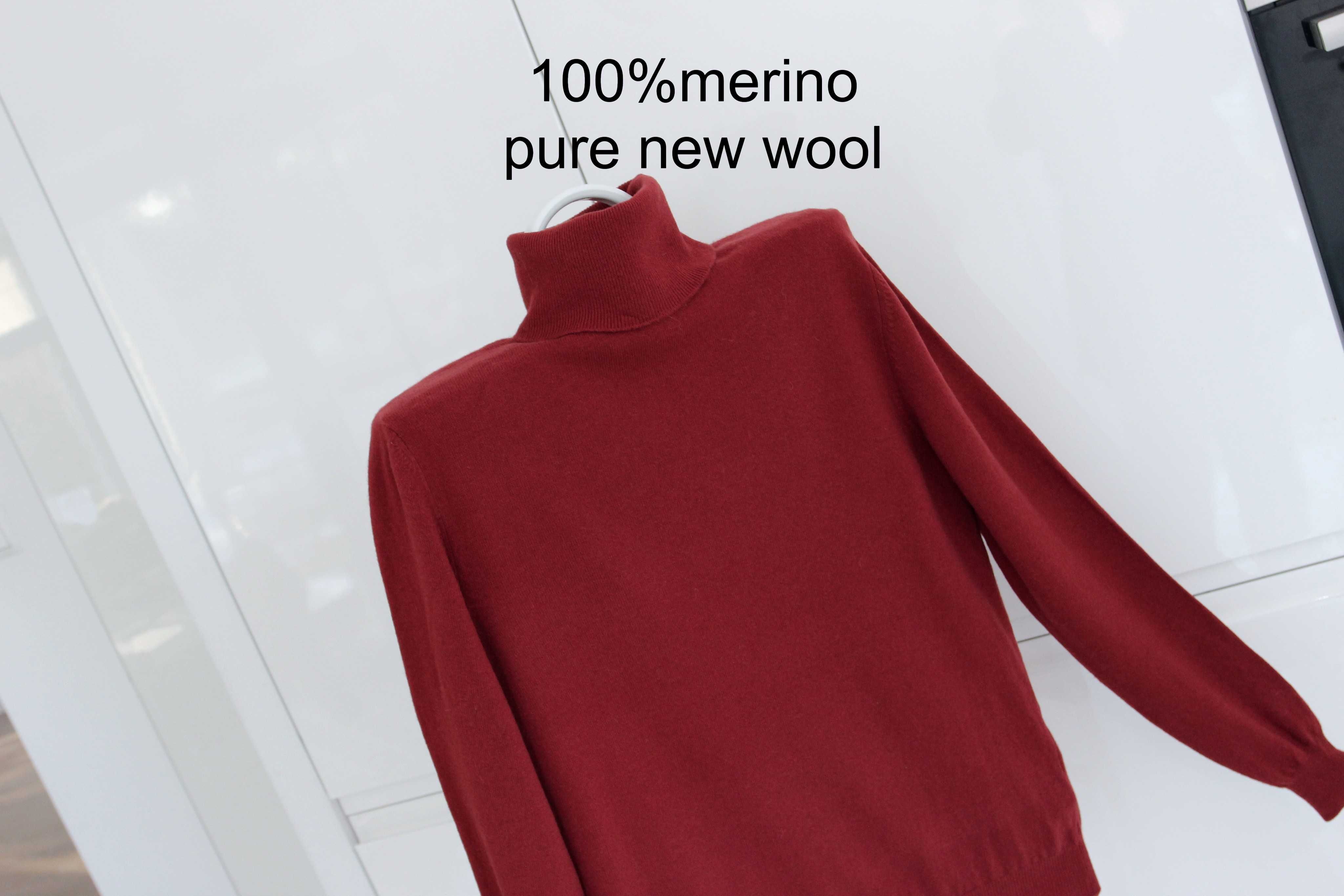Benetton 100%merino pure new wool bez wad XL