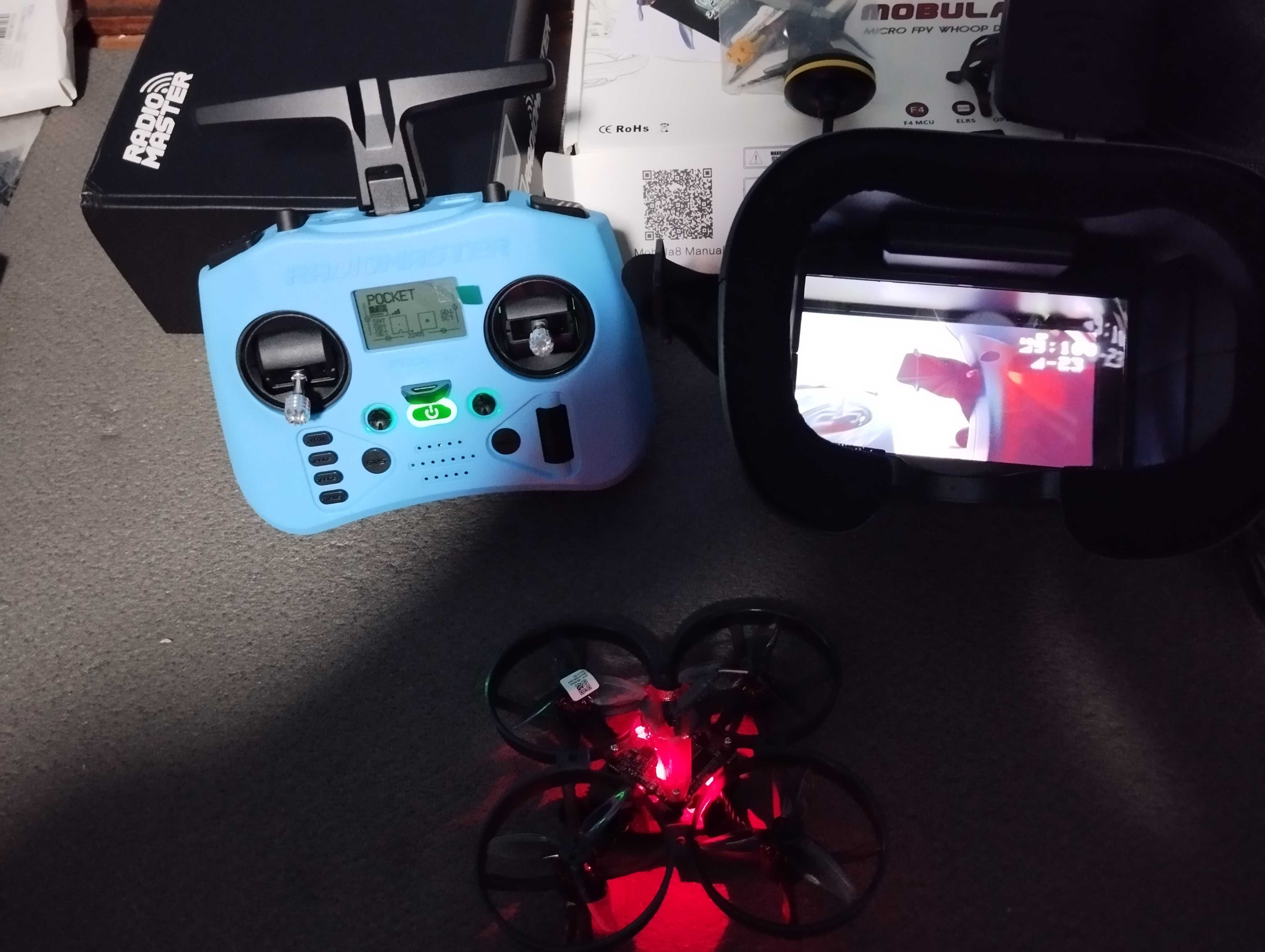 Комплект FPV дрон Mobula 8 + апа Radiomaster + шолом + зарядне і акум