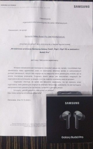 Słuchawki dokanałowe SAMSUNG Galaxy Buds 3 Pro ANC Srebrny NOWE PLOMBA