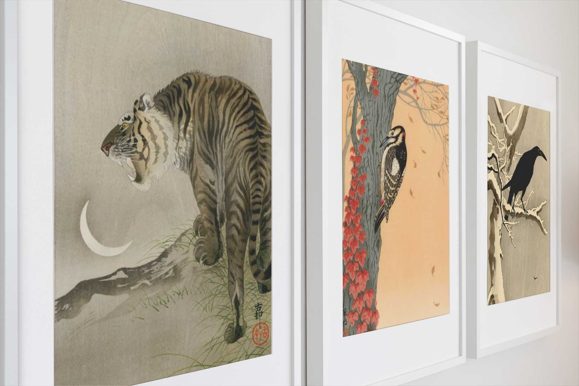 Reprodukcja dzieła Ohara Koson – Kruk na drzewie w śniegu