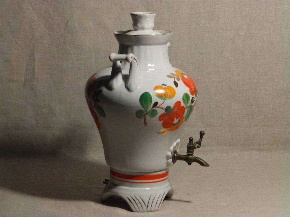Фарфоровый электрический самовар СССР 1970-е Ручная роспись! ЛЮКС!!!
