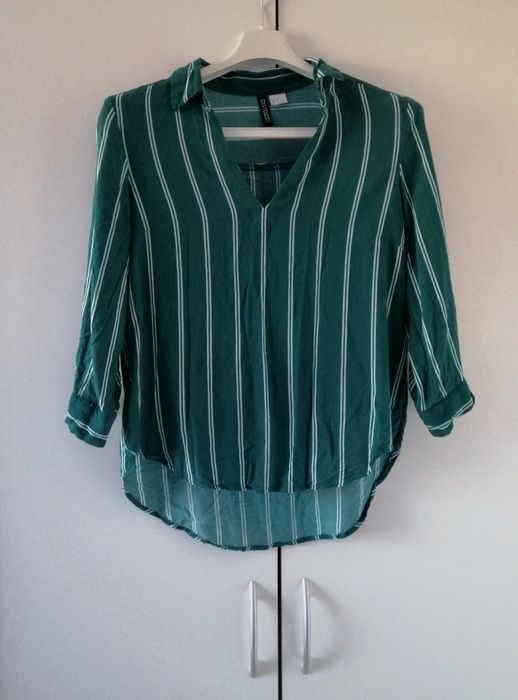 Zielona koszula paski H&M XS