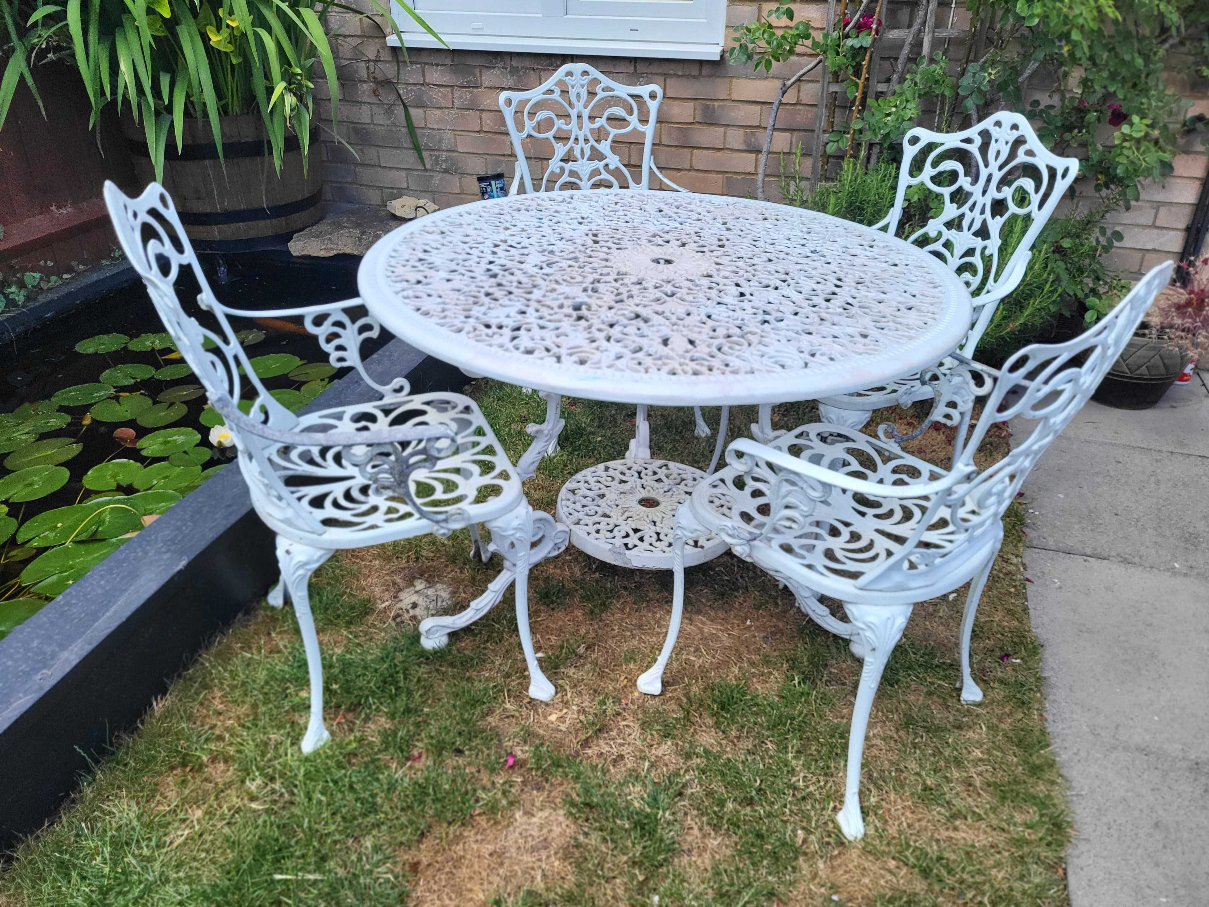 Ogrodowe meble aluminiowe zestaw 4 krzesła + duży stół ,WYSYŁKA