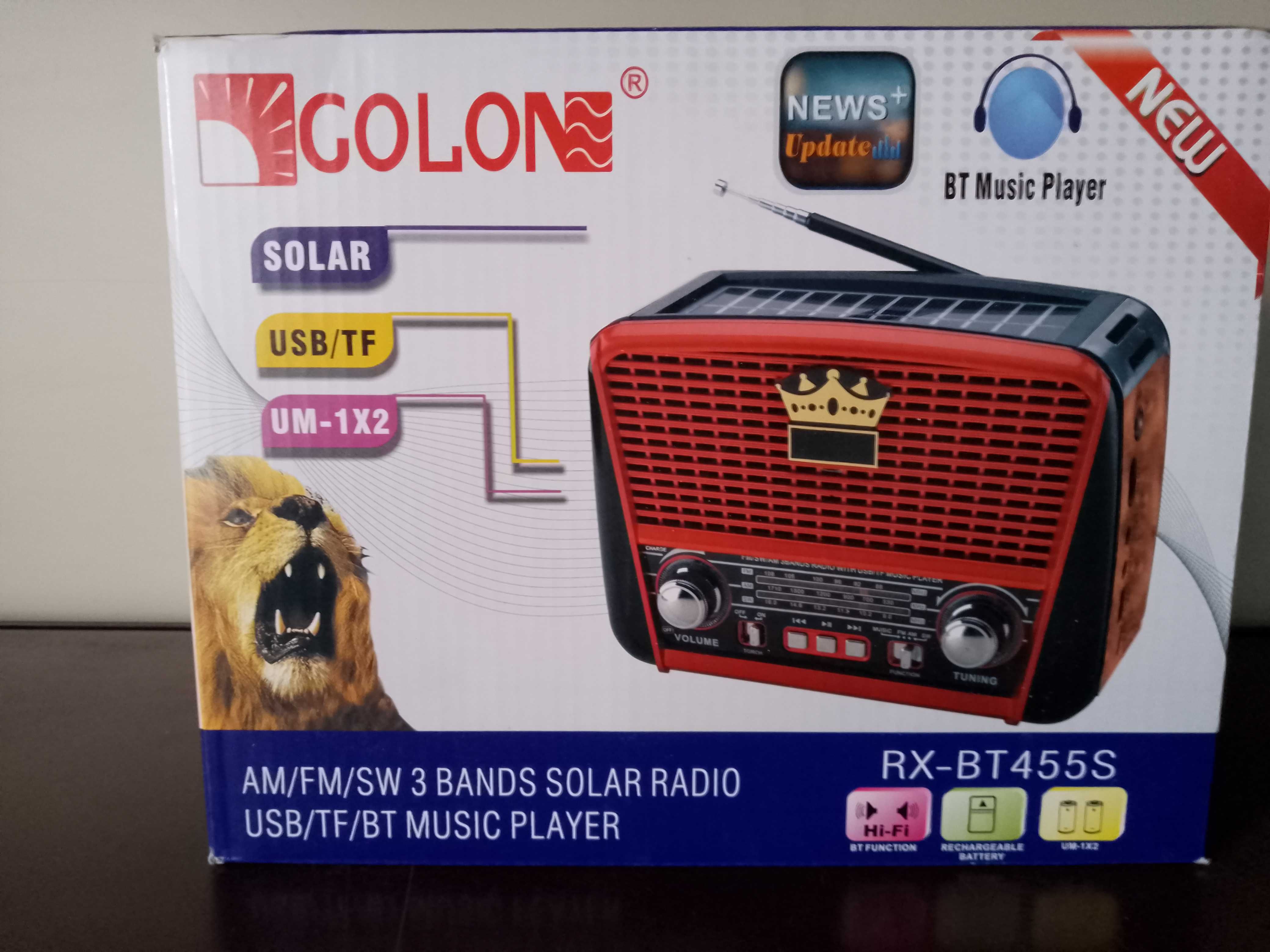 Radio budowlane sieciowo-bateryjne FM, SW Golon RX-BT455S bluetooth