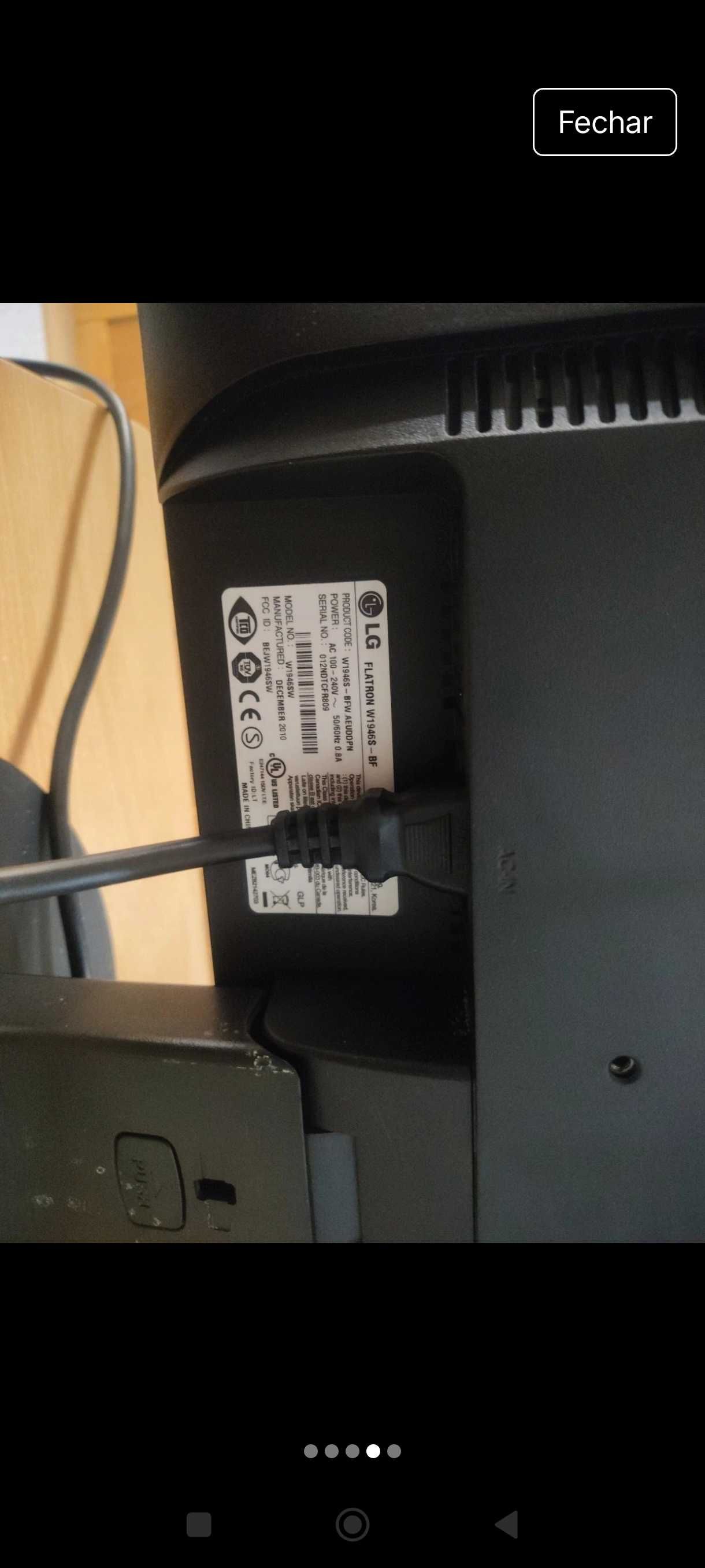 Monitor LG 19"  modelo w1946s