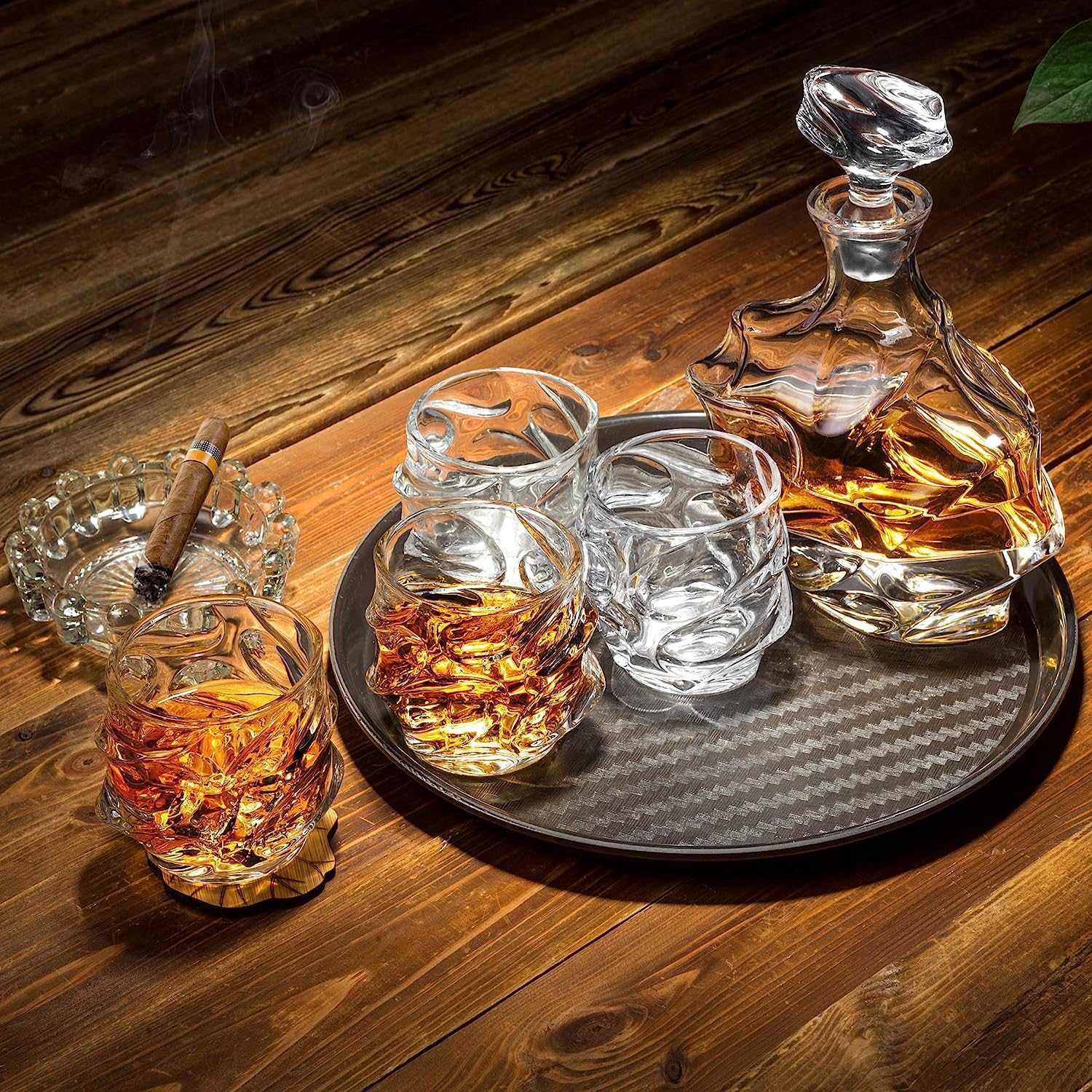 KANARS Zestaw Szklanki oraz Karafka do Whisky 750 ml  4×320 ml