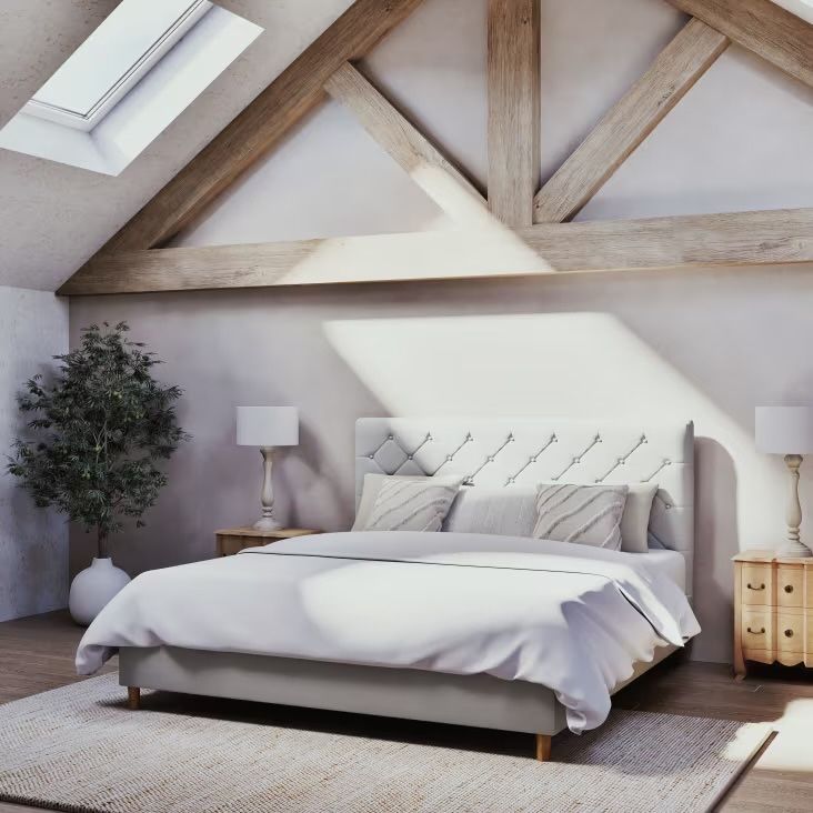 Cama almofadada com estrado e cabeceira - 180x200 cm