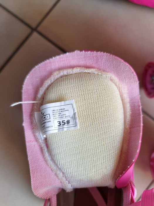 Patins 4 rodas + saco rosa