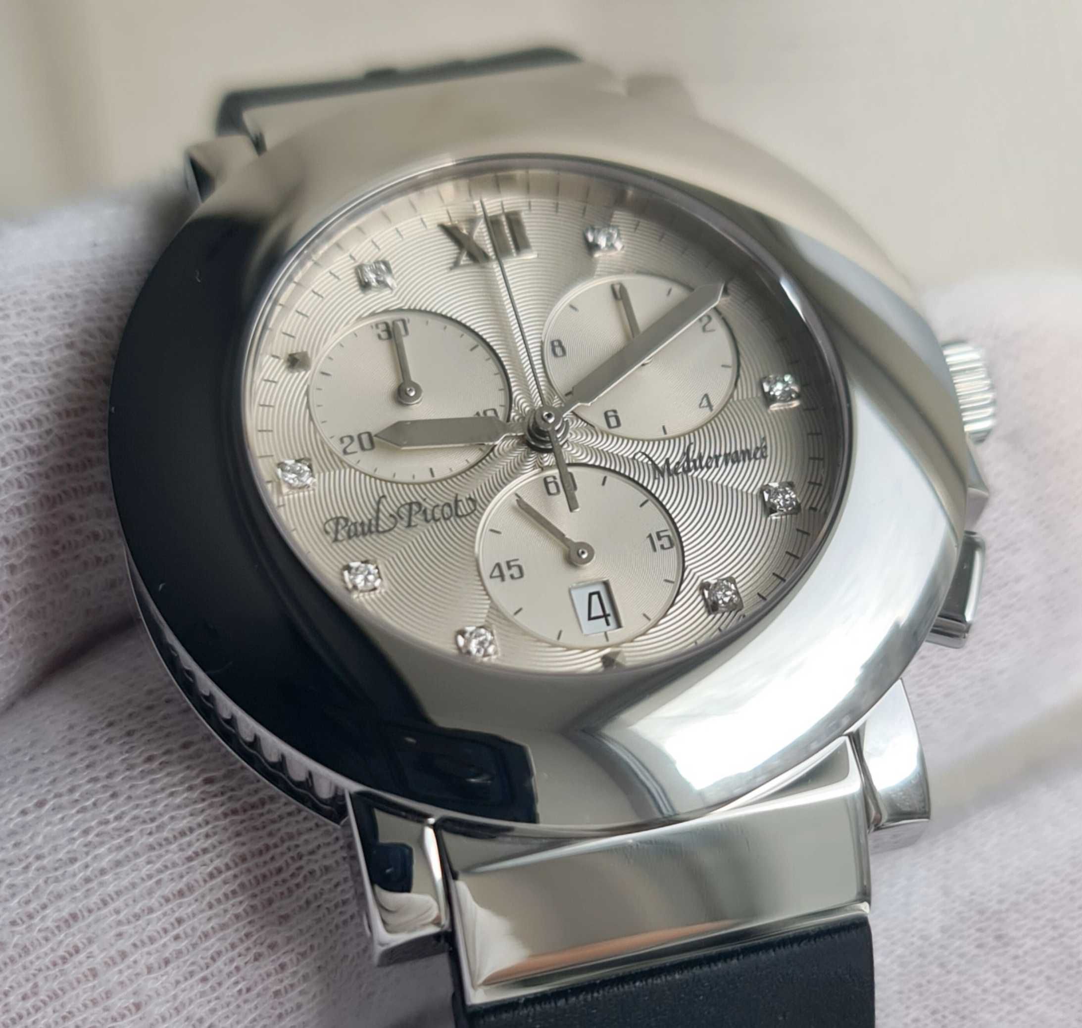 Жіночий годинник Paul Picot Mediterranee White Chronograph Diamonds