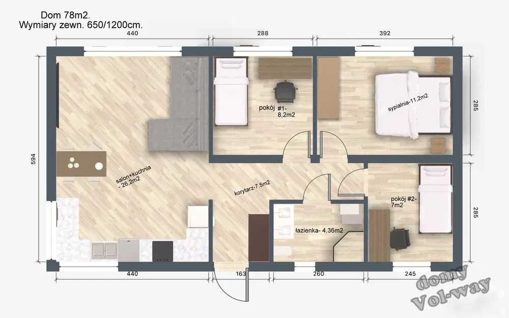 Dom modułowy 78m2 z projektem budowlanym .