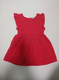 ZARA r.80 świąteczna, czerwona sukienka.
