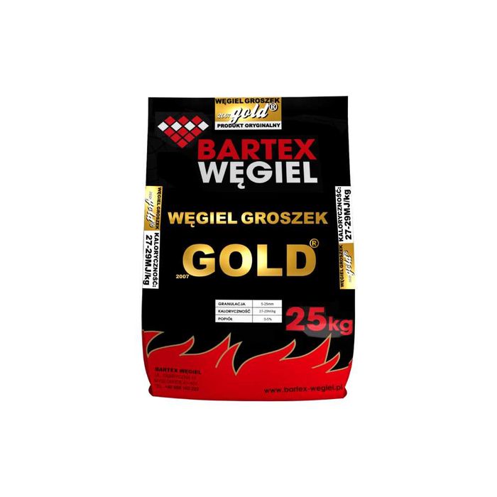 Węgiel Groszek GOLD - 5/25 mm - Paleta 1000kg - Bartex - Śląsk