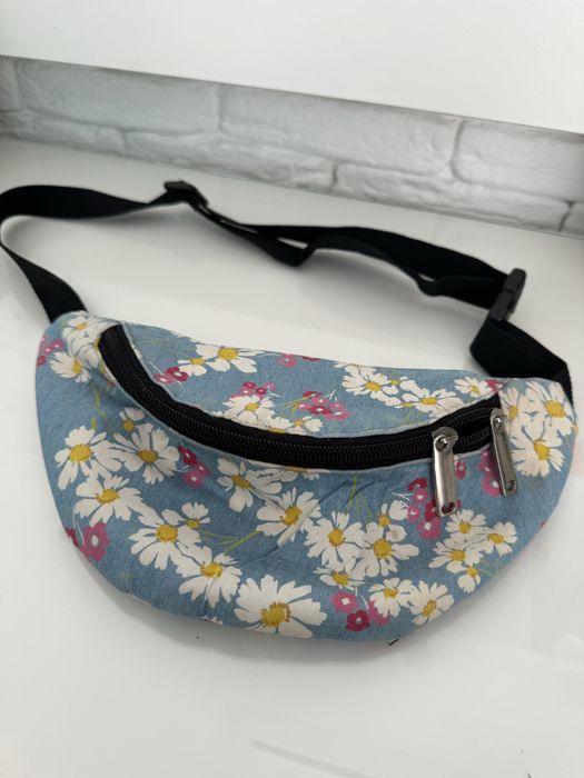 сумка на пояс / бананка / через плече в квітковий принт