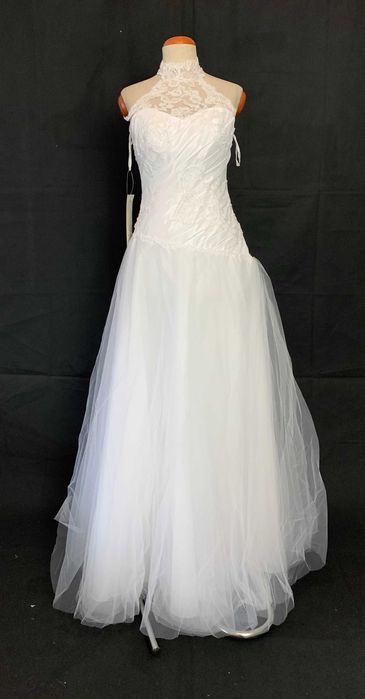 Nowa suknia ślubna z metką księżniczka tiulowa 38 M brokatowa halter