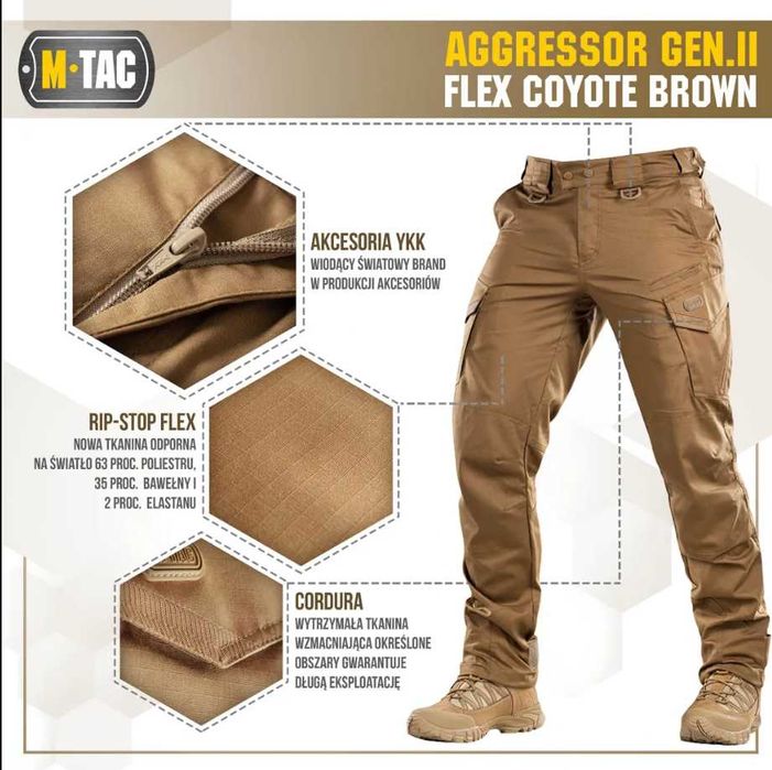 M-Tac Spodnie Bojówki Taktyczne Męskie Aggressor Gen.II Flex CB 32/32