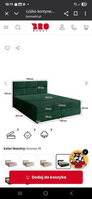 Łóżko kontynentalne 140x200