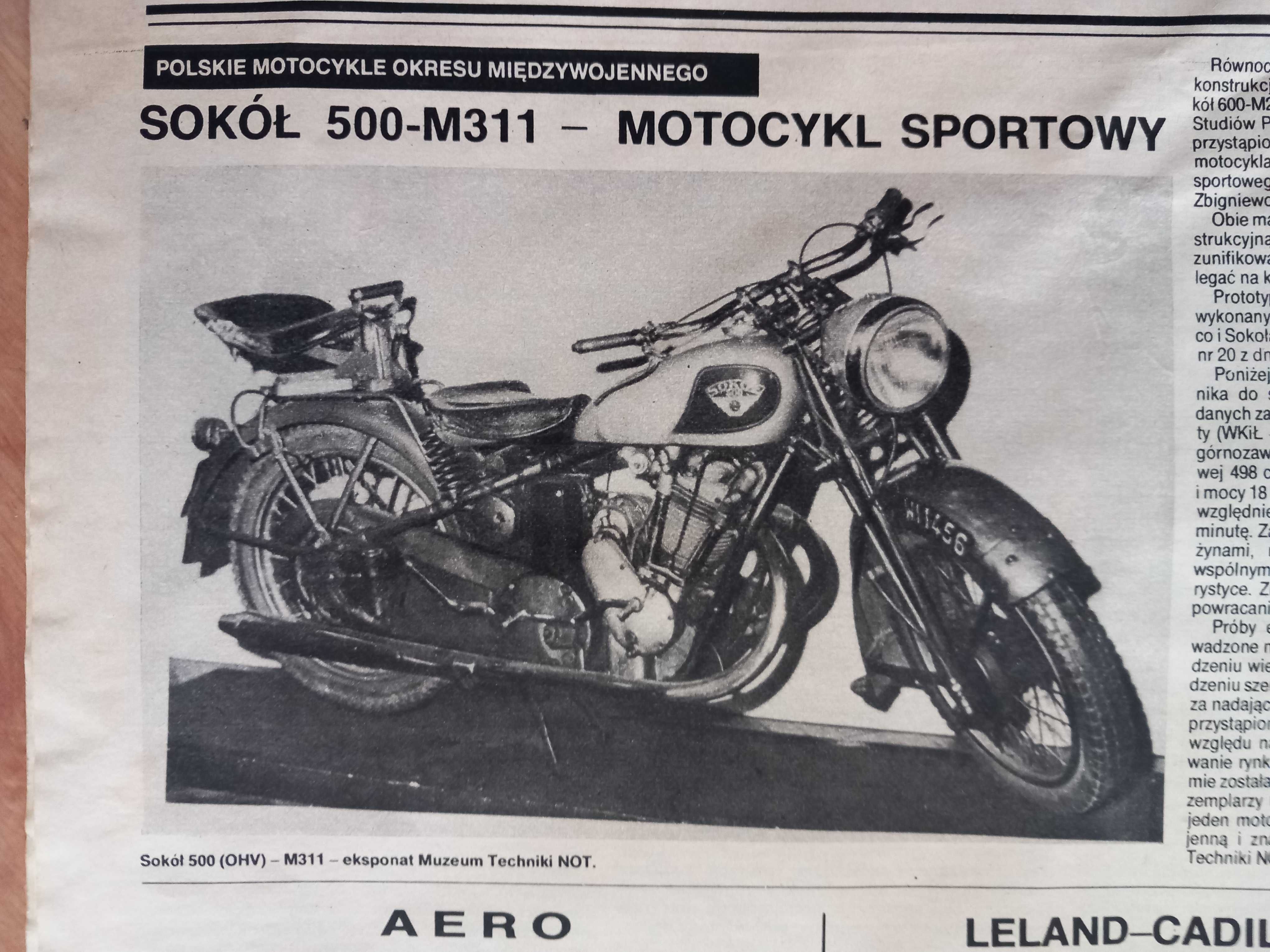 Opis motocykla Sokół 500-M311 Czasopismo Motor