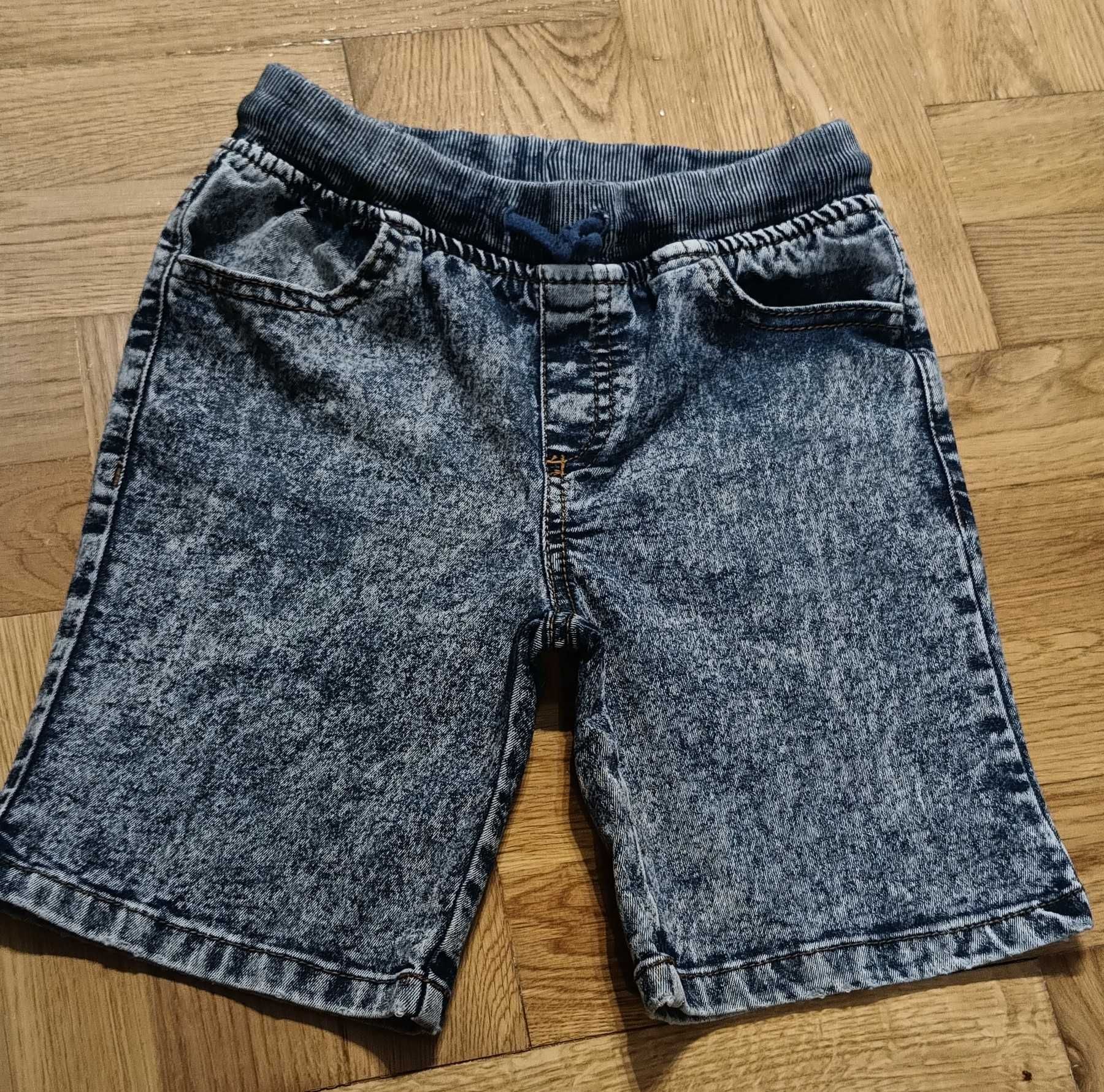 Krótkie, jeansowe, rozciągliwe spodenki dla chłopca r.116