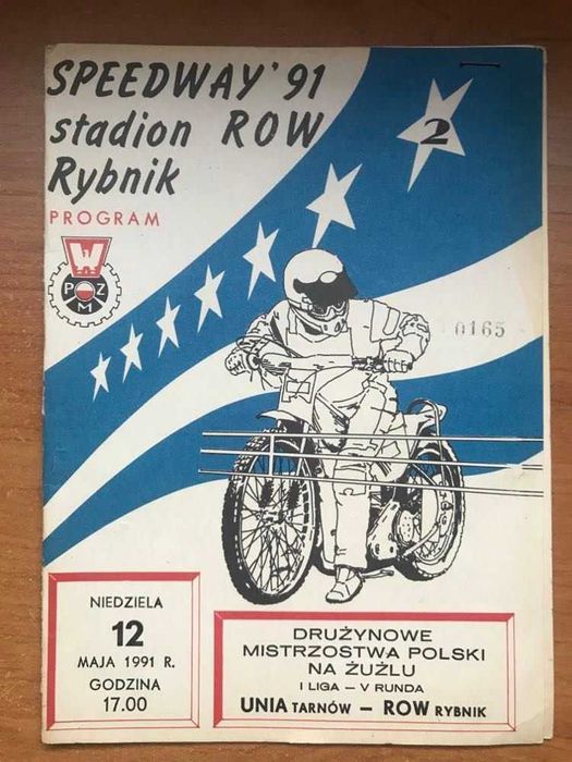 Program żużlowy DMP Row Rybnik - Unia Tarnów [1991r.]