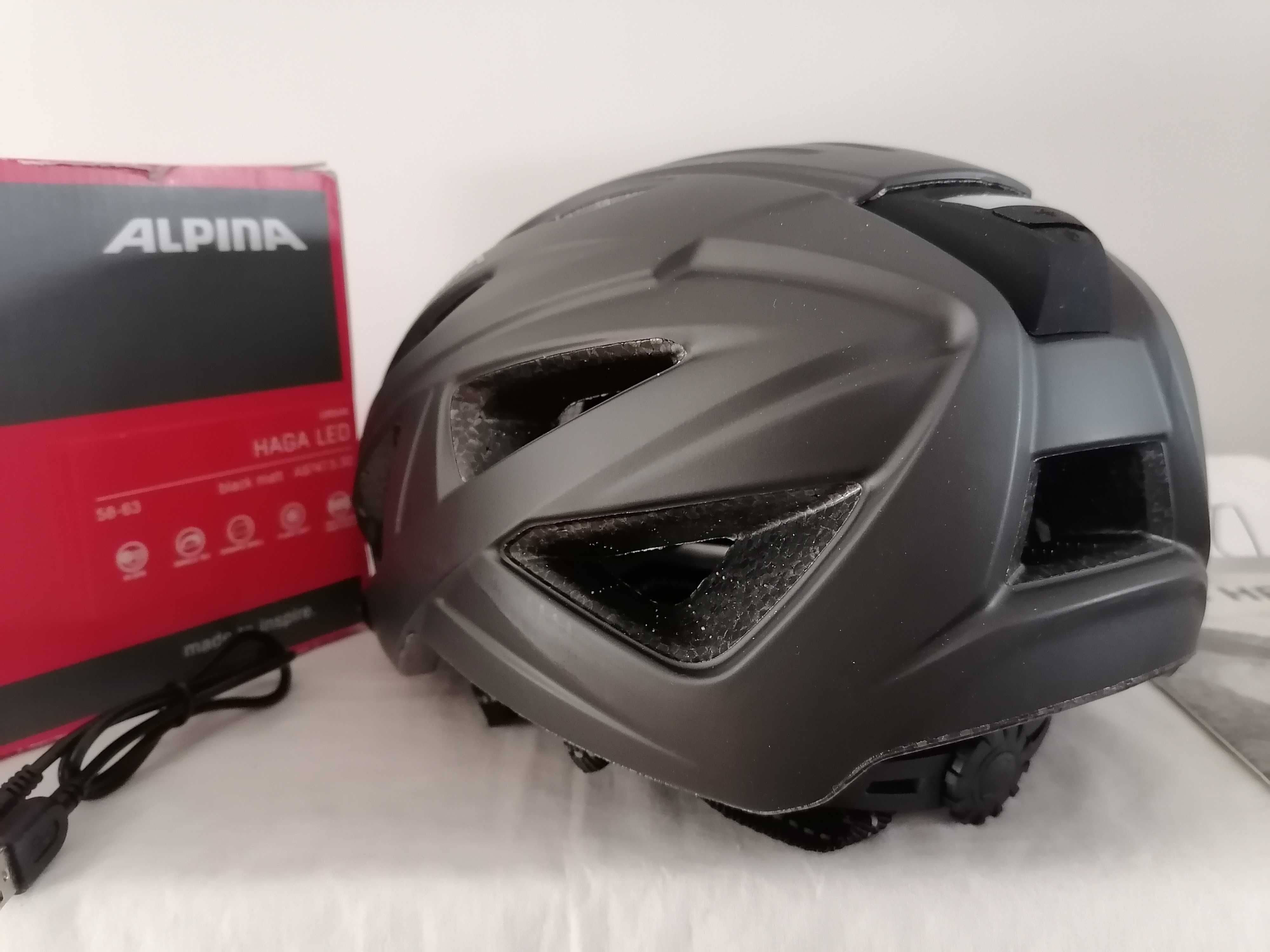 Kask rowerowy Alpina Urban Haga LED Matt Black L 58-63cm