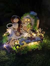Stroik świąteczny stół,komoda, anuil, świecznik, dekoracja, prezent