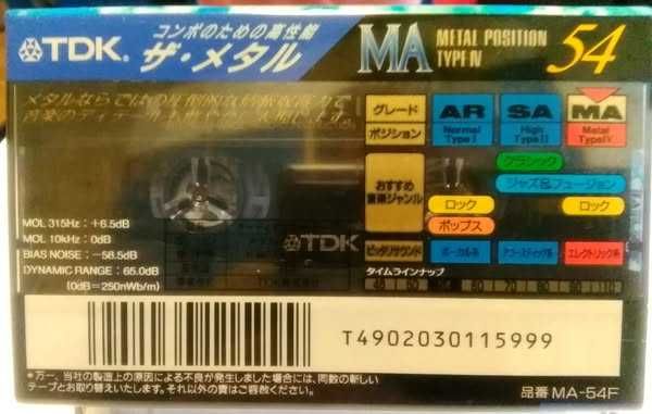 Аудіокасета TDK MA 54 (Metal, Type IV) — нова, запакована