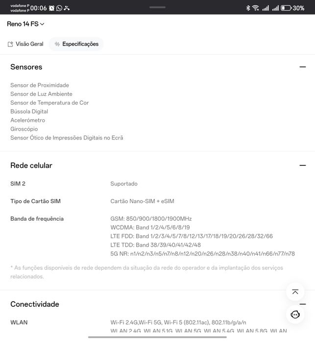 Telefone OPPO Reno 14 FS 5G novo 512 Gb