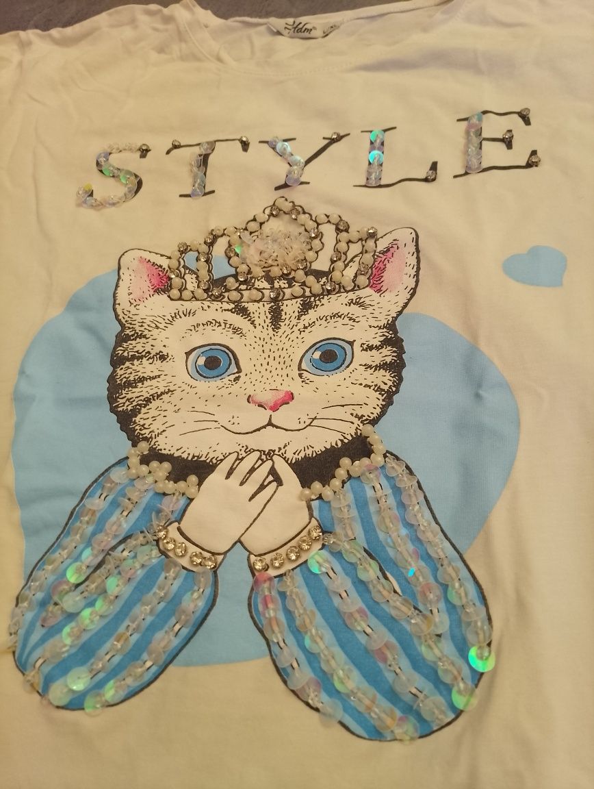 Bawełniana bluzka z kotem