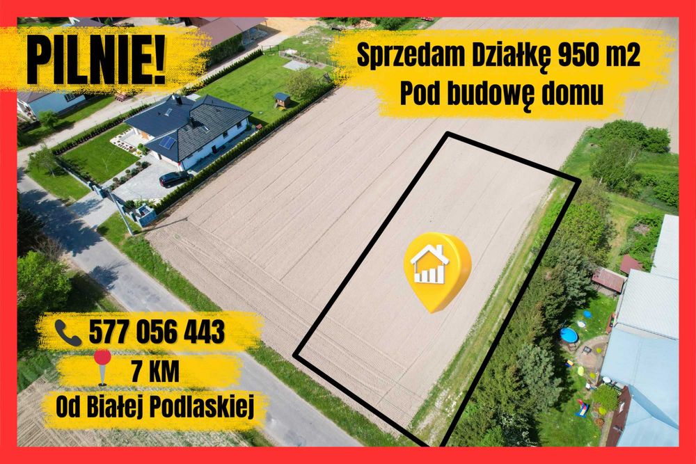PILNIE! Działka budowlana 950 m² pod dom  Julków / Biała Podlaska