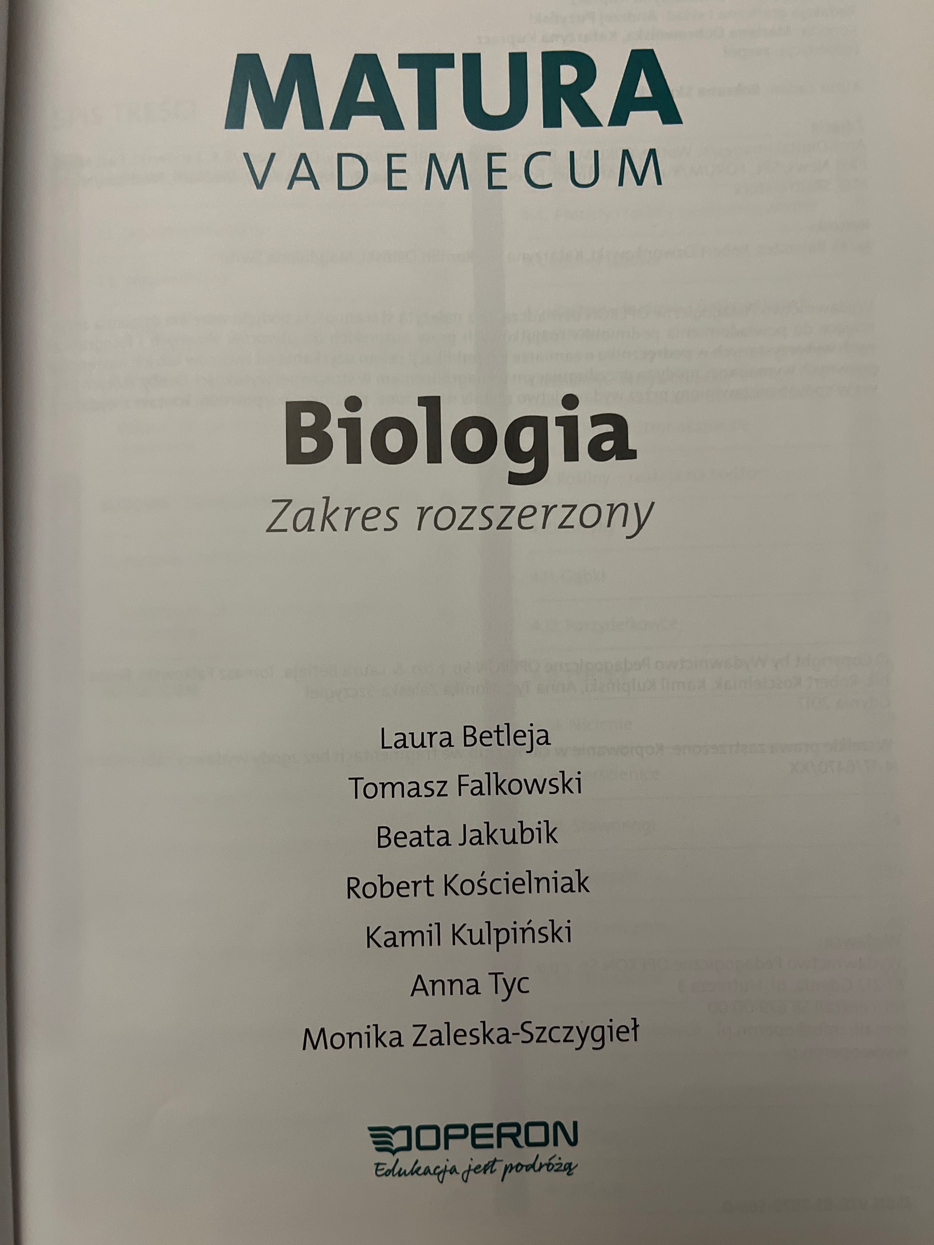 Matura Biologia Vademecum rozszerzona