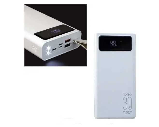 Зовнішній акумулятор Power Bank Way TX30 30000mAh вбудований ліхтар