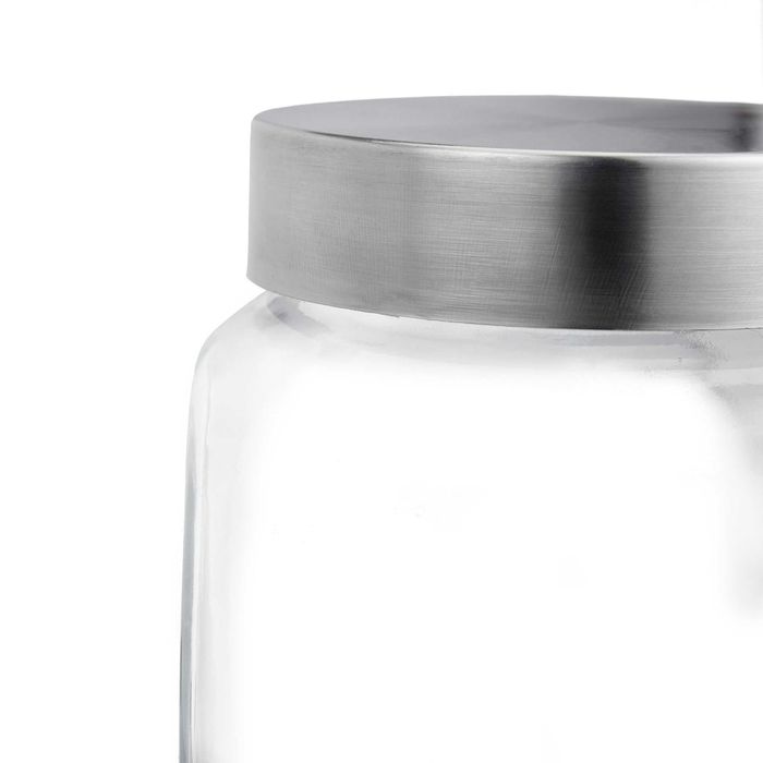 Relaxdays zestaw 4 szklanych pojemników 1,5 l z pokrywkami stalowymi