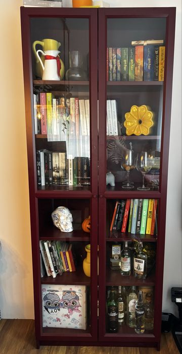 Billy oxberg ikea witryna kredens bordowy burgundowy unikat