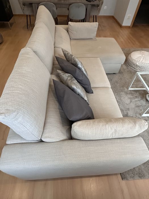 Sofá 3 lugares c/chaise longue, Hillared bege Ikea