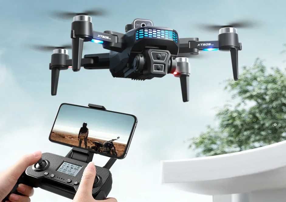 Dron XT505 Kamera WIFI 2000m GPS 3X BATERIA UNIKANIE Przeszkód
