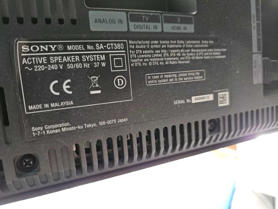Soundbar Sony ct380 subwoofer 300W