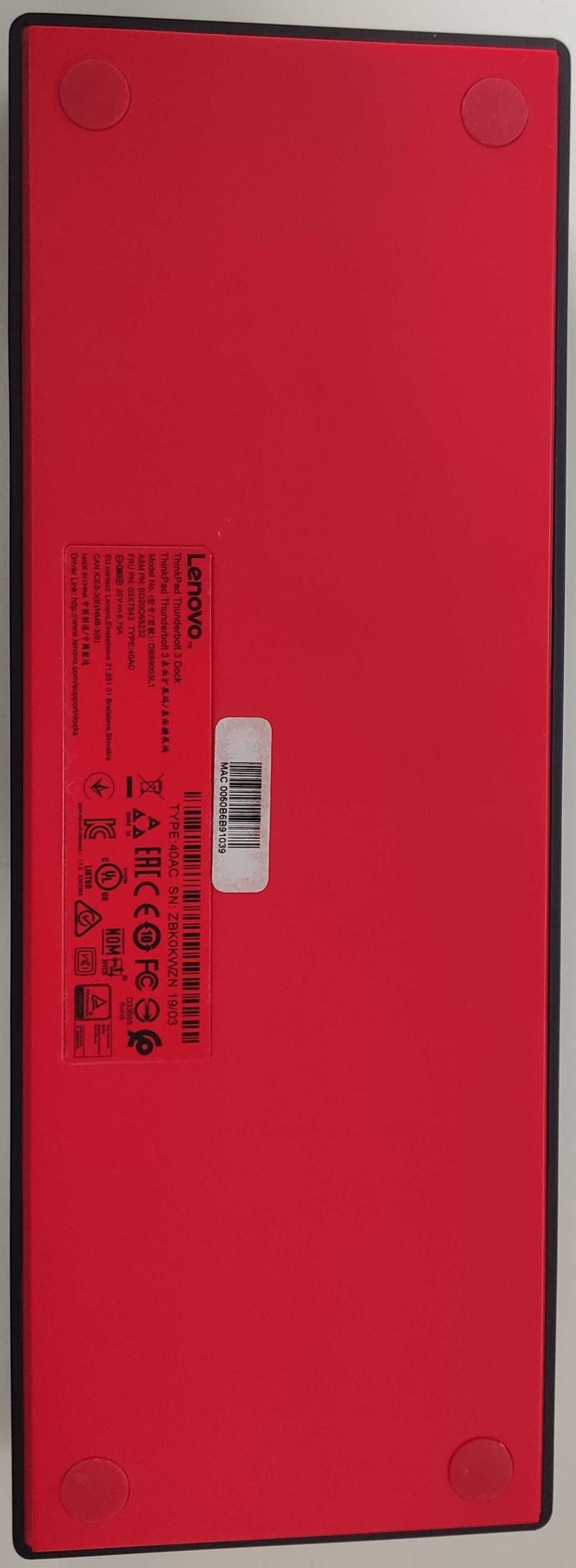 Stacja dokująca ThinkPad Thunderbolt 3 Dock 40AC + kabel + zasilacz