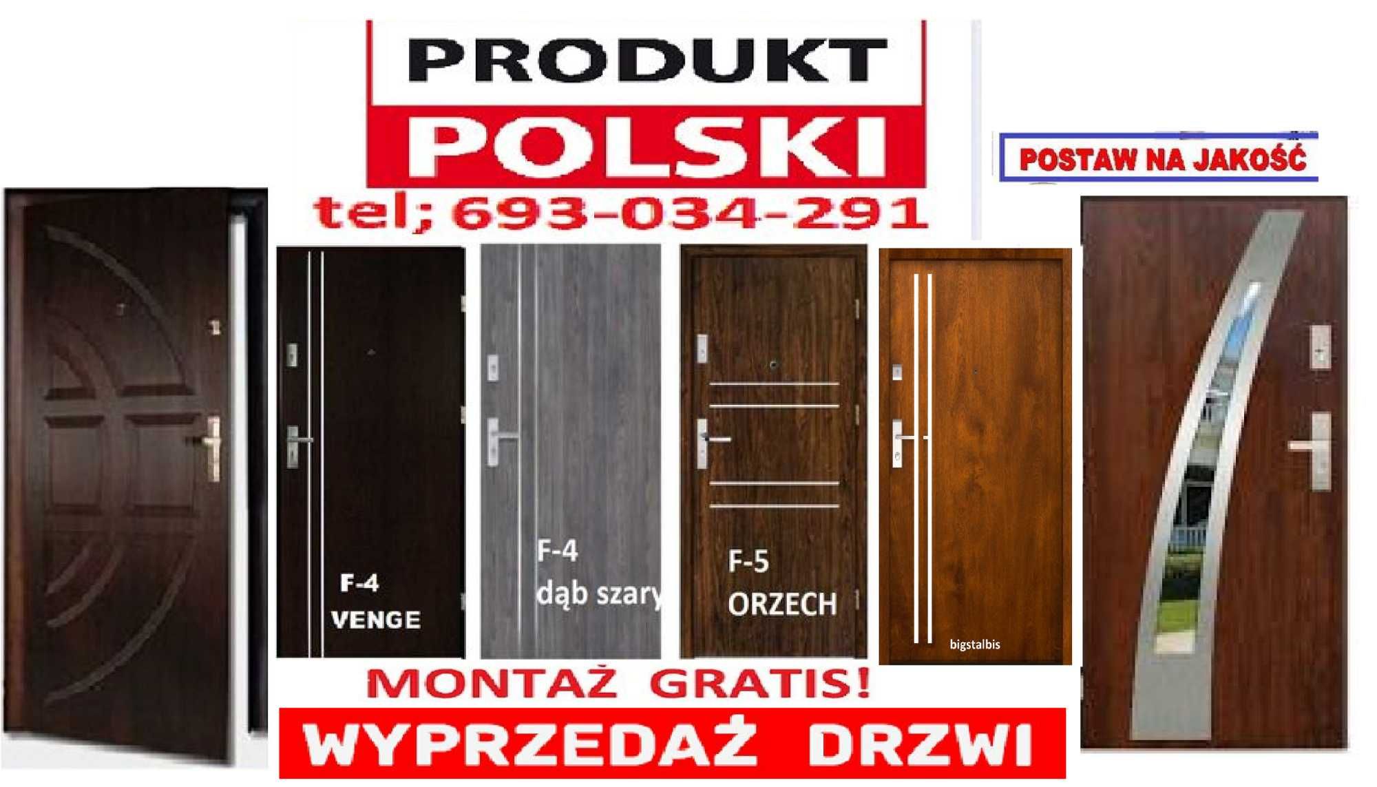 Drzwi do BLOKU wejściowe - zewnętrzne z MONTAŻEM ,Wyprzedaż!! Polskie