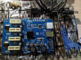 Плата (адаптер) 4 Ports PCI-E 1X to PCIe 1X for Graphics Card GPU Rig