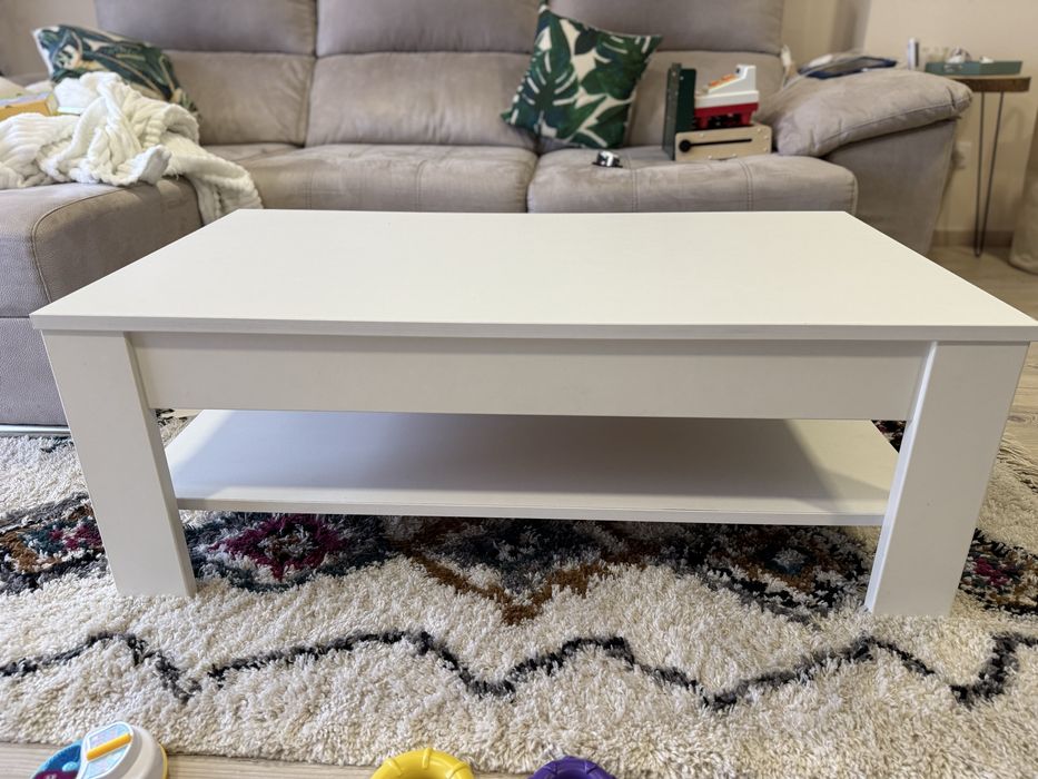 Mesa de centro c/tampo elevatório, branca, 60x110x42cm | Moviflor