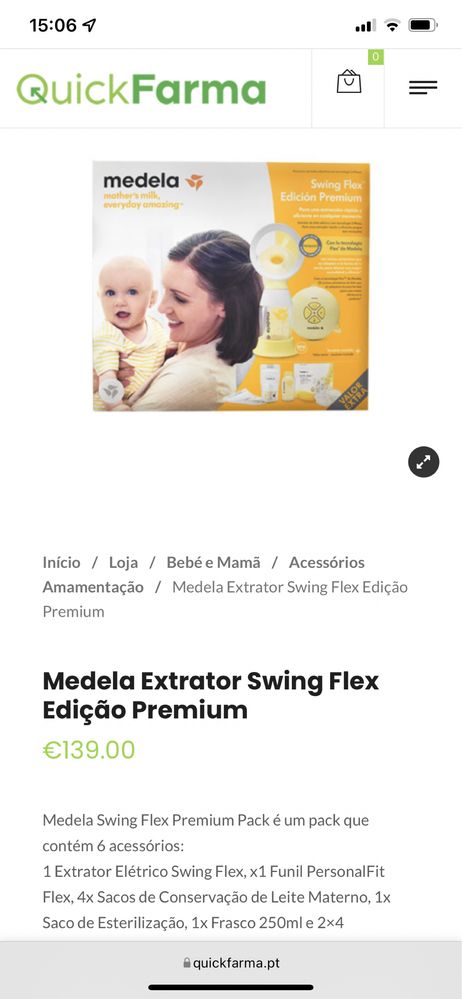 MEDELA SWING FLEX PREMIUM extrator de leite elétrico 2 fases