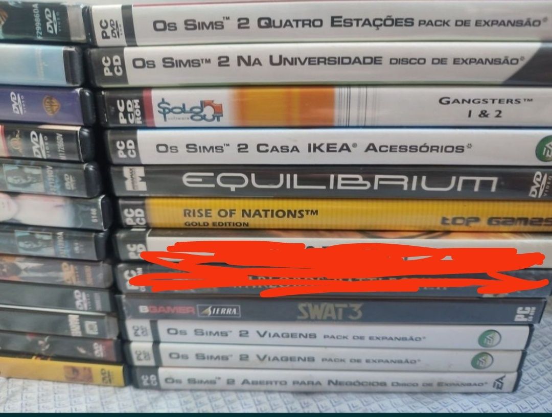 Conjunto de DVD e jogos Pc